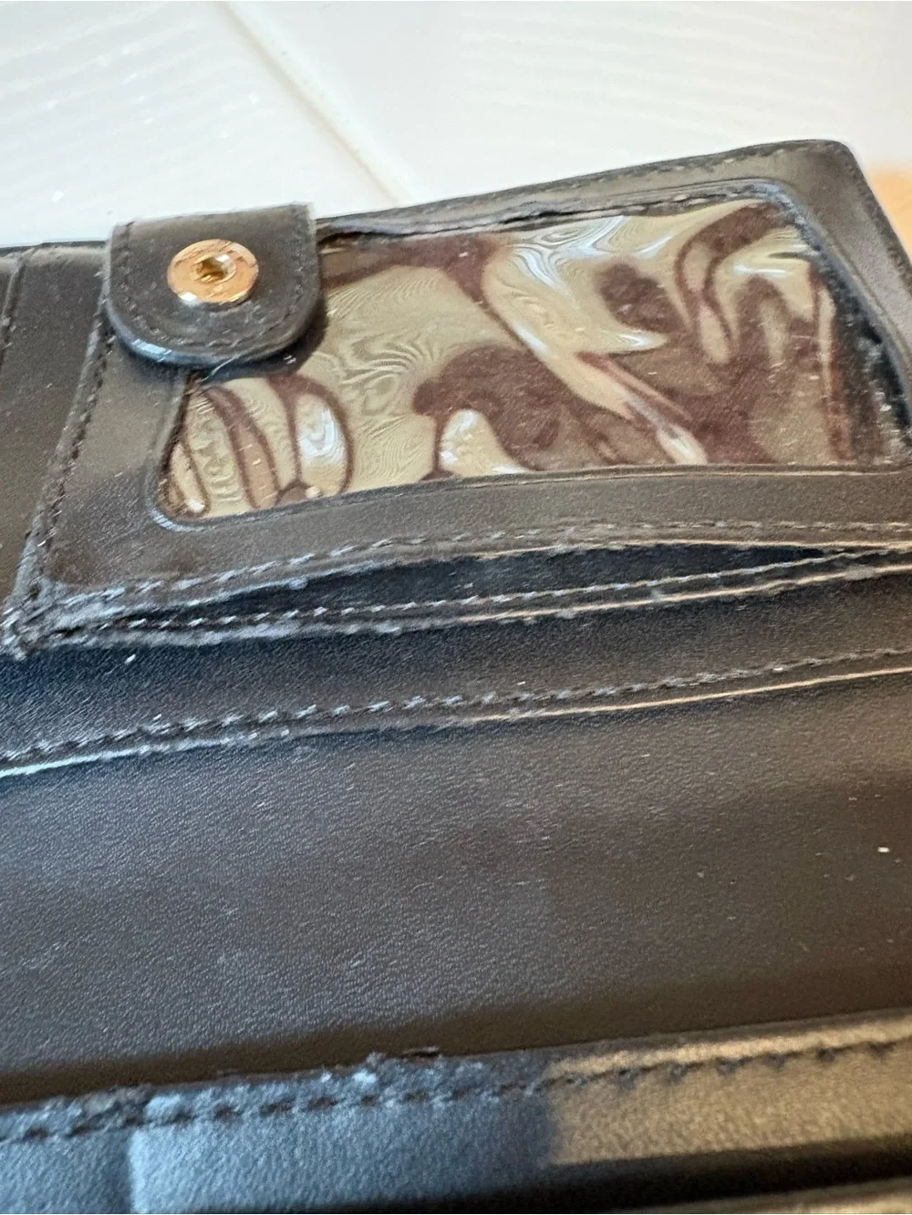 Kate Spade Black Pebbled Leather Wallet with Gold Plaque